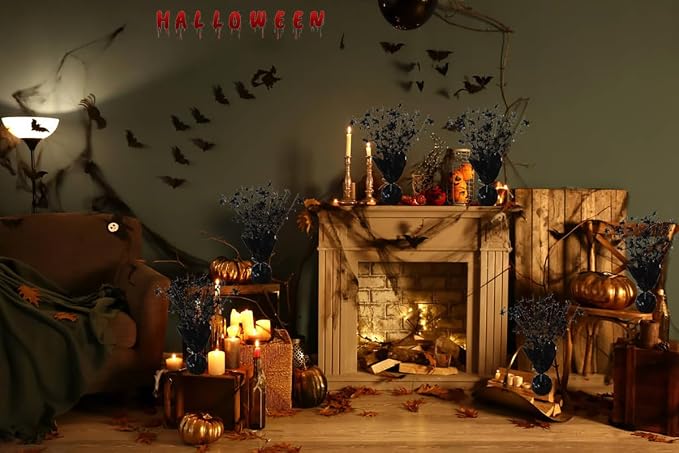 FUBININA 6 Pack Halloween Table Centerpieces Party Table Decoration Metallic Foil Spray Centerpiece Star Black Decor Indoor for Birthday Wedding Anniversary Graduation Holiday Party Supplies