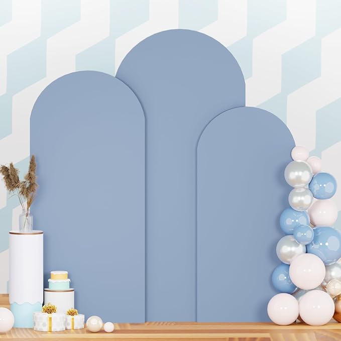 Set of 3 Wedding Arch Cover 6ft 6.6ft 7.2ft Dusty Blue Arch Cover Chiara Backdrop Cover Spandex Fitted Arch Stand Cover Balloon Arch Covers Stretchy Backdrop for Baby Shower Party Ceremony