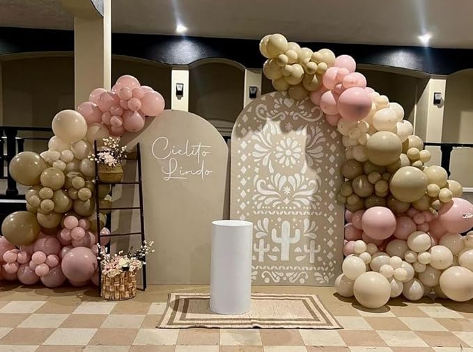 Set of 3 Arch Backdrop Cover Cielito Lindo Baby Shower Spandex Arch Fabric Cover for Mexican Bridal Wedding Birthday Party Decoration (6FT 6.6FT 7.2FT,Coffee)