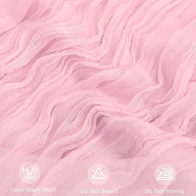 10 Pack Pink Cheesecloth Table Runner 10FT Boho Gauze Fabric Cheese Cloth Table Runners for Wedding ,Party,Baby Shower, Bridal Party, Rustic Farmhouse and Table Decorations