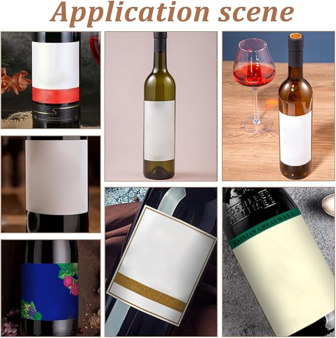 PH PandaHall 20 Sheet/80pcs Adhesive Wine Bottle Labels Custom Wine Label Stickers 3.9×4.9" White Blank Label Stickers Bottle Label Covers for Wine Wedding Engagement Anniversary Cocktail Party