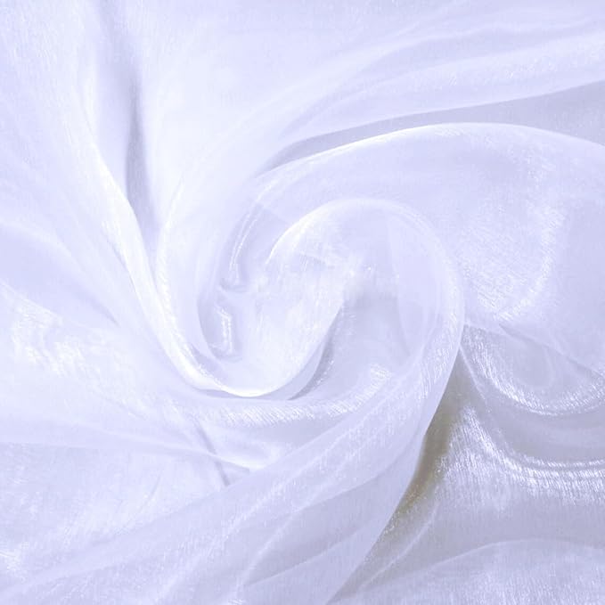 MDS Pack of 25 Yard Sheer Organza Fabric for Wedding Party Home Event Banquet Decorations, Backdrop Curtain Craft Dress Sewing Fashion DIY Crystal Organza Tulle Fabric Bolt 44” Wide - White