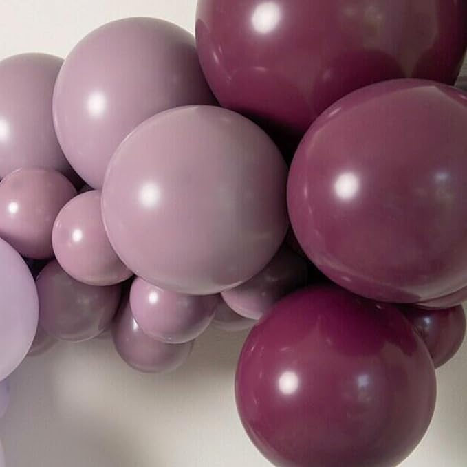 Double Stuffed Deep Mauve Balloons,18 12 10 5 Inch Violet Deep Balloons Different Sizes,Double Stuffed Purple Balloon Arch for Boho Party, Baby Shower, Birthday, Weddings (Deep Mauve)