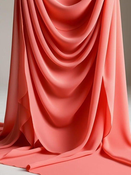 New Star Fabrics Chiffon Fabric, Continuous 60" Wide (30ft) Sheer Material, 100% Soft Polyester, Ideal for Wedding, Party, Event Decor, Draping, and Dresses (Coral, 20 Yards)