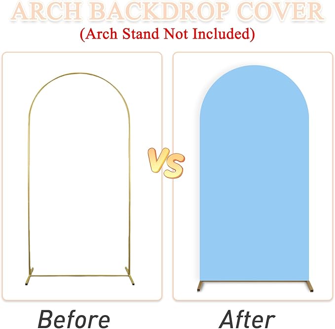 Wedding Arch Cover Set of 2 Baby Blue Arch Backdrop Cover 7.2ft, 6ft Spandex Fitted Backdrop Arch Covers Chiara Stand Cover Baby Shower Backdrop Coovers for Birthday Party Gender Reveal Decor