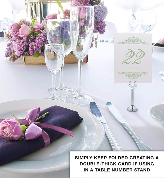Paisley Wedding Table Numbers (Select Color/Quantity), Champagne, Sage, 1-100, Double Sided, Tent or Use in a Stand, Great for Parties & Restaurants - Made in the USA