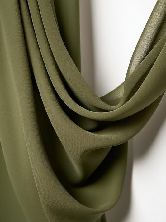 New Star Fabrics Chiffon Fabric, Continuous 60" Wide (30ft) Sheer Material, 100% Soft Polyester, Ideal for Wedding, Party, Event Decor, Draping, and Dresses (Olive, 20 Yards)