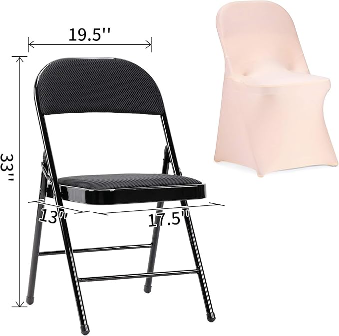 Peomeise Stretch Spandex Folding Chair Cover for Wedding Party Dining Banquet Event (Blush Pink,12pcs)