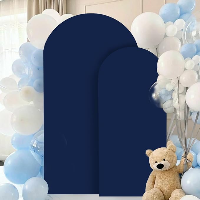 FANPROMS Arch Cover Set of 2 Navy Blue Arch Backdrop Cover 6 7.2FT Spandex Arch Stand Covers for Arches Stand Arched Covers Stretchy Backdrop Fabric Covering for Wedding Party Decoration Supplies