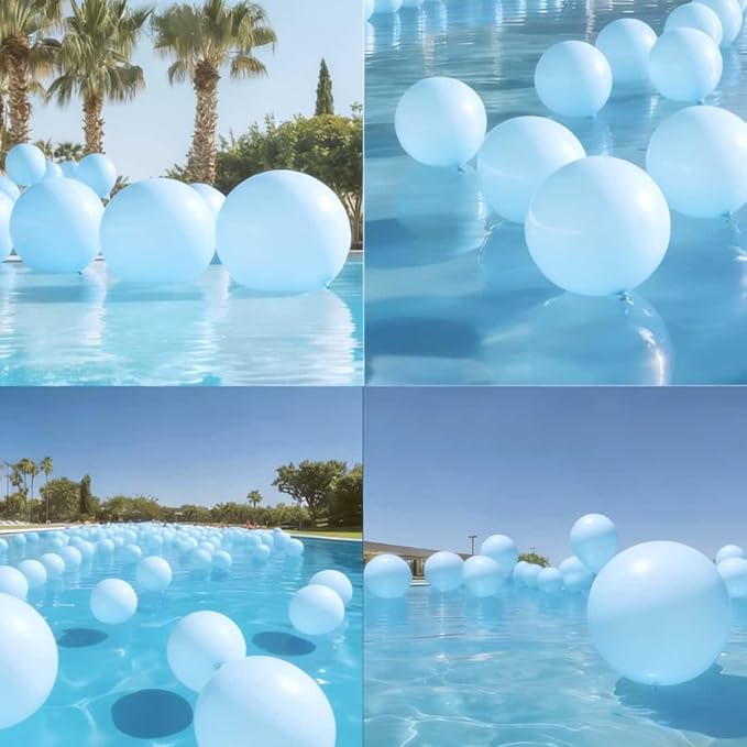 50 Pcs Light Blue Balloons Kit 18 24 36 Multi Sizes Pastel Blue Giant Balloon, Use for Pool Party Birthdays Baby Shower Gender Reveal Party Decoration