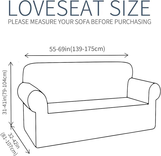 JIVINER High Stretch Loveseat Sofa Slipcovers 1-Piece Jacquard Couch Covers for 2 Cushion Couch Furniture Protector Washable Sofa Covers for Kids Pets Small Checks (Loveseat, Natural)