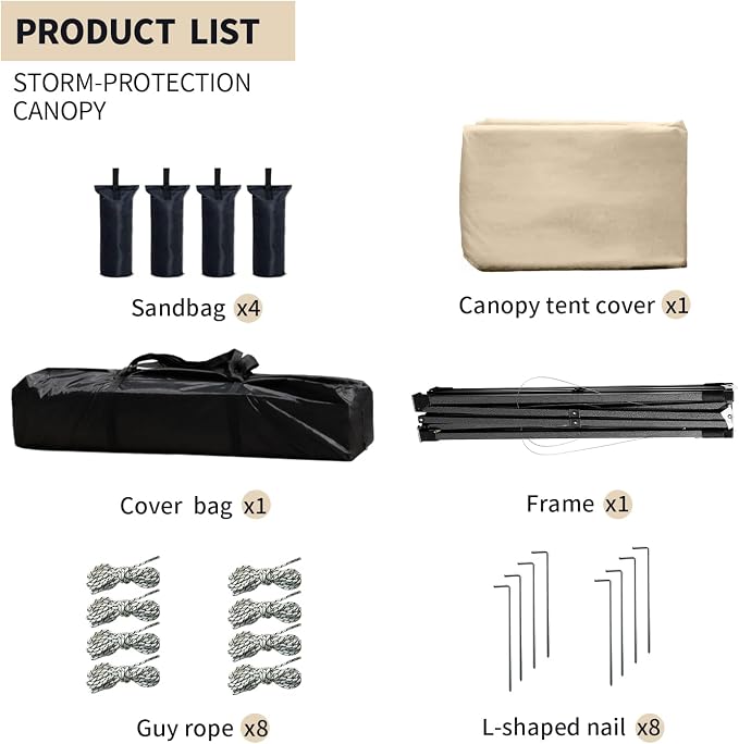 10x10 Heavy Duty Canopy Pop Up Commercial Canopy Tent, Vendor Tent with 400D Oxford Fabric for Camping Outdoor Events Parties Weddings, UPF 50+ Waterproof (Khaki)