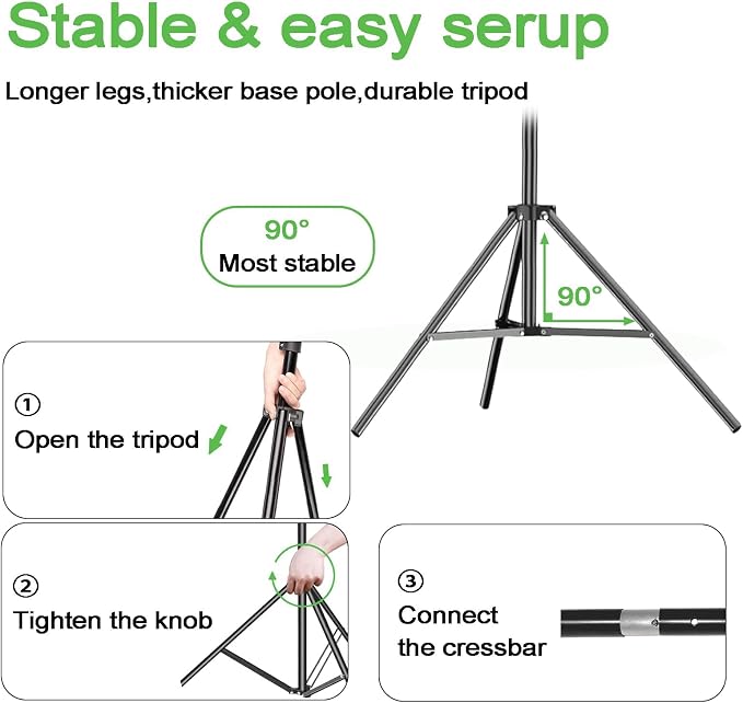 10x8.5 ft Adjustable Green Screen Backdrop Kit with Stand, Photo Background Support System for Video Streaming, Photography, Studio, Parties, Events