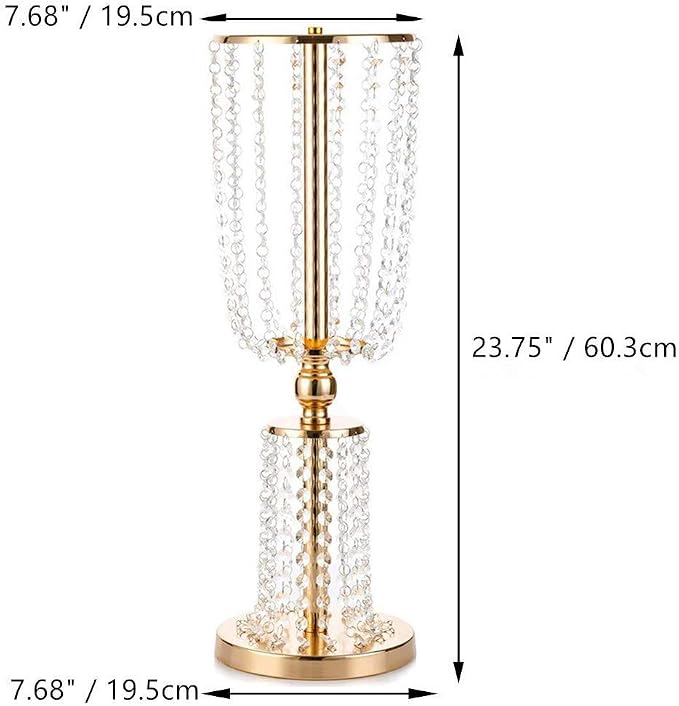 NUPTIO 10 Pcs 23.75 inches Gold Vases for Centerpieces Tall Crystal Metal Vase Flower Stand Holders Wedding Centerpiece Chandelier for Reception Tables Wedding Supplies