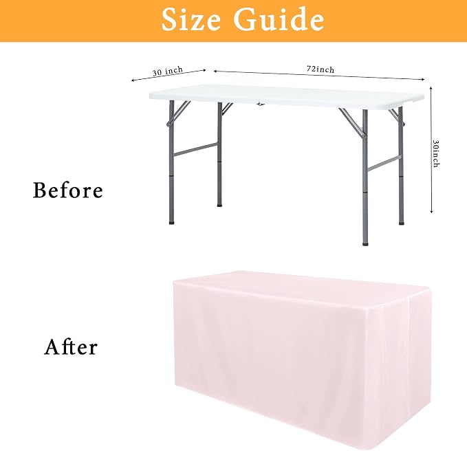 Obstal 2 Pack Table Clothes for 6 Foot Rectangle Tables - Water Resistant Washable Fabric Polyester Rectangle Table Cover Protector for Wedding, Banquet and Trade Shows, 72L x 30W Inches, Dusty Pink