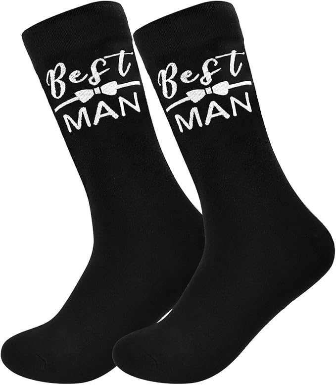 ELEGANTPARK Groomsmen Socks Set Groomsmen Proposal Gifts Wedding Bachelor Party Favor Black Cotton Novelty Socks for Men