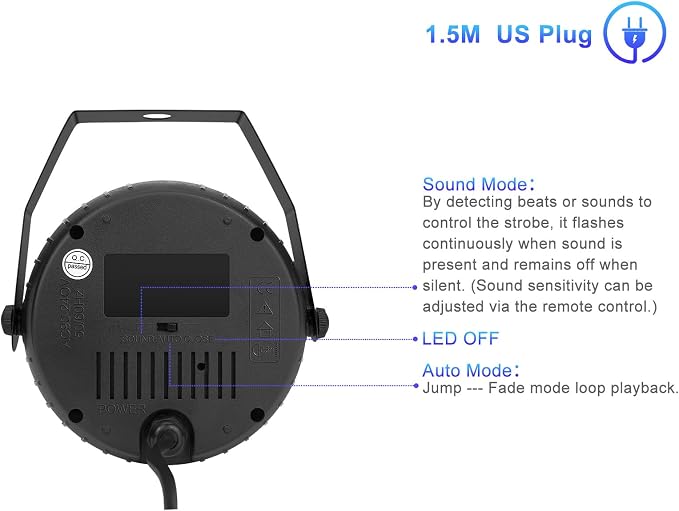 Telbum Strobe Lights, 54 Super-Bright RGB LEDs Mini Strobe Light for Parties, Halloween Strobe Lights with Remote Control, Sound Activated & Speed Control Plug-In Flash Light for Room DJ Stage Wedding