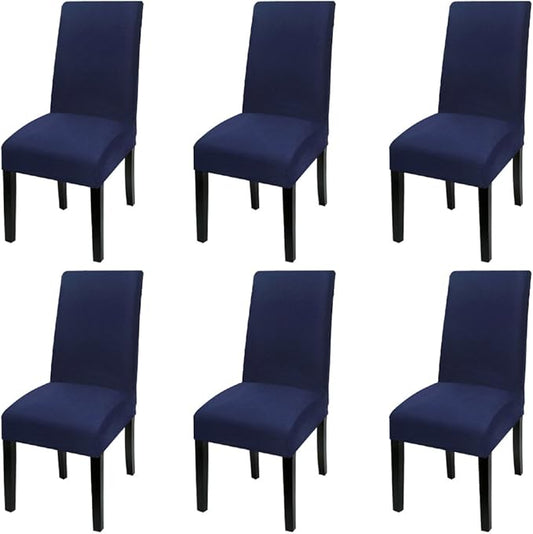 Fuloon 6 Pack Super Fit Stretch Removable Washable Short Dining Chair Protector Cover Seat Slipcover for Hotel, Dining Room, Ceremony, Banquet Wedding Party