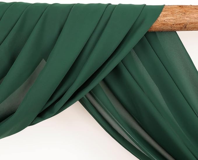 LINXTAR Wedding Arch Draping Fabric 30'' x 18FT Sheer Chiffon Arch Drape Backdrop 1 Panel Emerald Green Drape for Bridal Shower Photo Booth Church Decor Birthday Party Outdoor Decoration