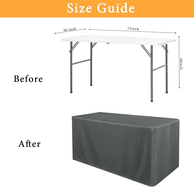 Obstal 2 Pack Table Clothes for 6 Foot Rectangle Tables - Water Resistant Washable Fabric Polyester Rectangle Table Cover Protector for Wedding, Banquet and Trade Shows, 72L x 30W Inches, Dark Grey