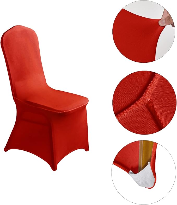 LZY 20pcs Spandex Chair Cover Stretch Slipcovers for Wedding Party, Dining Banquet Chair Decoration Covers (Red, 20)