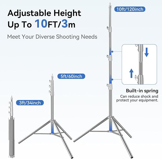 EMART Stainless Steel 10x10FT Backdrop Stand Heavy Duty,Photo Back Drop Adjustable Stand with 8 Backdrop Clamps and Carry Bag,Background Support System Kit for Photography Studio,Wedding,Party,Video