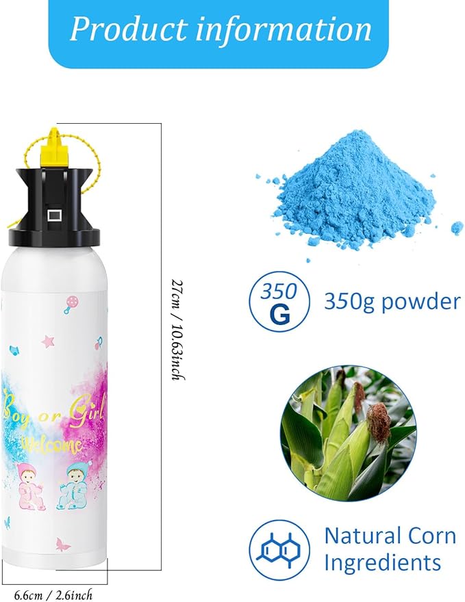 SRG Large Gender Reveal Fire Extinguisher Color Blaster | 2 Packs Baby Boy Blue Gender Reveal Extinguisher Smoke | Gender Reveal Decorations & Ideas | Long Lasting（Blue）