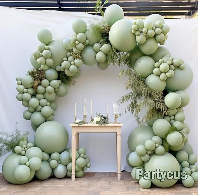 Dusty Green Balloons Different Sizes - Double Stuffed Light Olive Green Balloon Arch Garland Kit for Neutral Baby Shower Birthday Bridal Wedding Easter Party Decoration