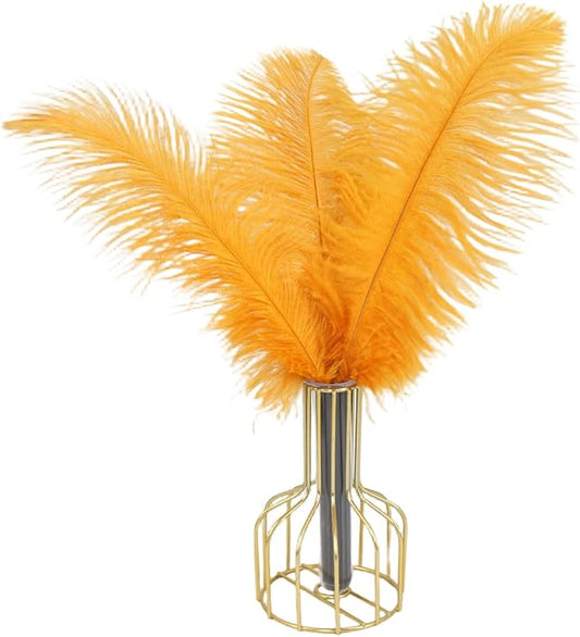 25pcs Natural Ostrich Feather Craft 8-10inch(20-25m) Plume for Wedding Centerpieces Home Decoration DIY(Gold, 25Pcs 8-10inch)