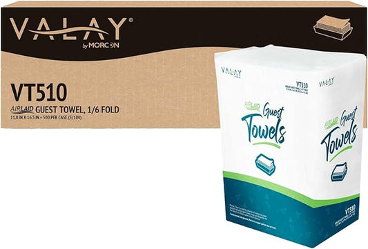 Morcon Valay VT510 Premium Disposable Guest Towels, Soft Real Linen Disposable Bathroom Hand Towels, Non-Linting Guest Napkins, Absorbent Bathroom Napkins, Ideal for Upscale Venues, 500/Case
