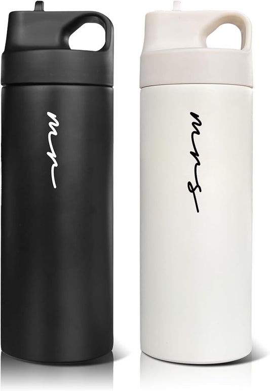 Mr and Mrs Travel Cups - Wedding Gifts for Couples 2026, Couple Gift for Anniversary - Matching Couples Water Bottle Set