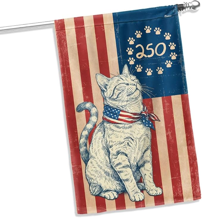 American Flag-Flagwix Patriotic Cat Garden Flag - 250th Anniversary Paw Prints Betsy Ross Flag Decor, 3x5 ft. Flag-USA Premium Polyester