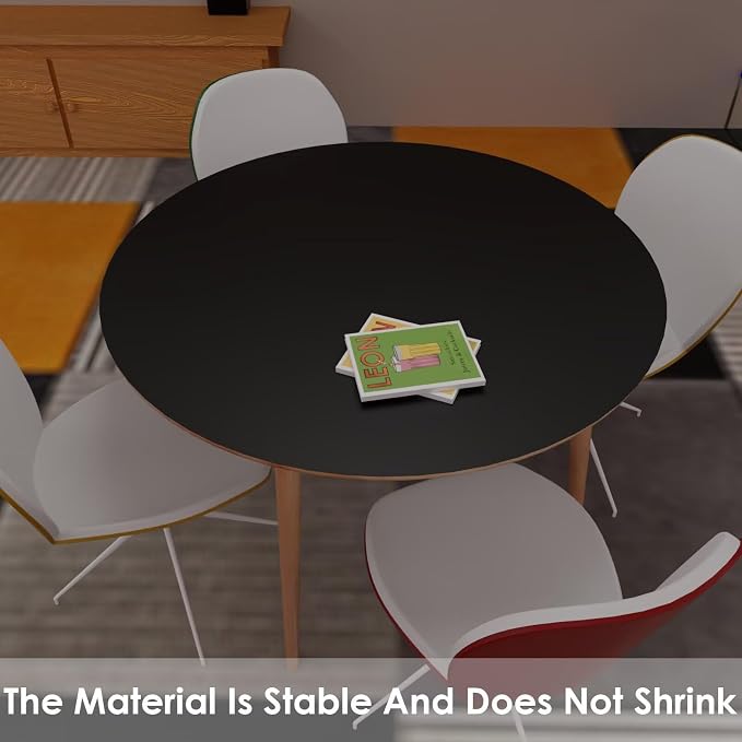 Round Table Cover - Can Be Used On Both Sides Waterproof and Easy to Clean Good Flatness Used for Dining Table(Black+Black Dia.50Inch)