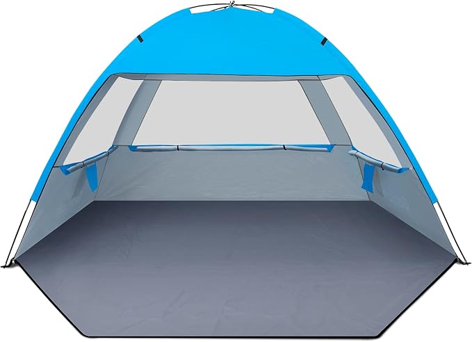 Gorich Beach Tent Sun Shelter for 3/4/6/8/10 Person with UPF 50＋ UV Protection, Lightweight & Easy Setup Beach Shade Canopy, Portable Beach Shade Tent Beach Cabana