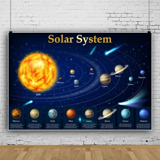 15x10ft Solar System for Kids Educational Decorations Backdrop Outer Space Planets Posters Background Galaxy Starry Universe Milky Way Newborn Birthday Banner Photo Booth
