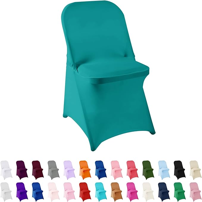 Spandex Chair Cover,25PCS,Living Room Folding Chair Covers,Removable Chair Covers Washable Protector Stretch Chair Cover for Party, Banquet,Wedding Event,Hotel(Turquoise)