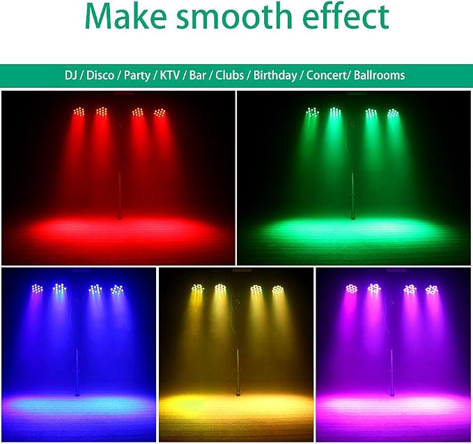 U`King LED Par Lights DJ Stage Light RGB 36 LED with Sound Activated Remote Control DJ Uplighting for Wedding Party Club Christmas Stage Lighting (8 Packs)