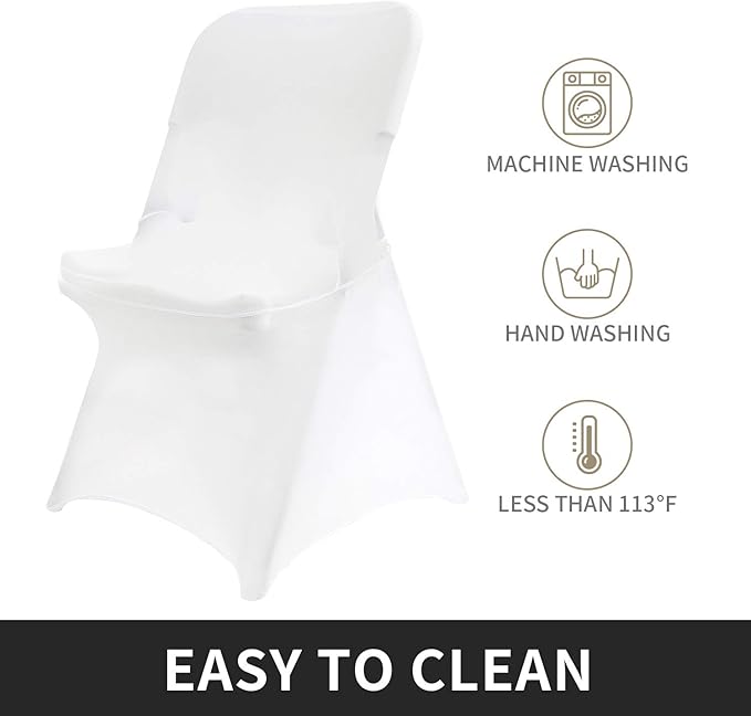 Peomeise Stretch Spandex Folding Chair Cover for Wedding Party Dining Banquet Event (25, Ivory)