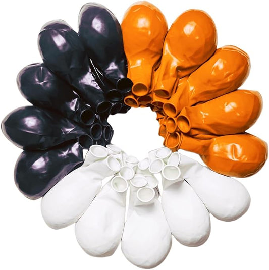 90 Pack Black White Orange Balloons 18 inch Latex Party Balloon Bulk for Halloween Various Party Events Decorations