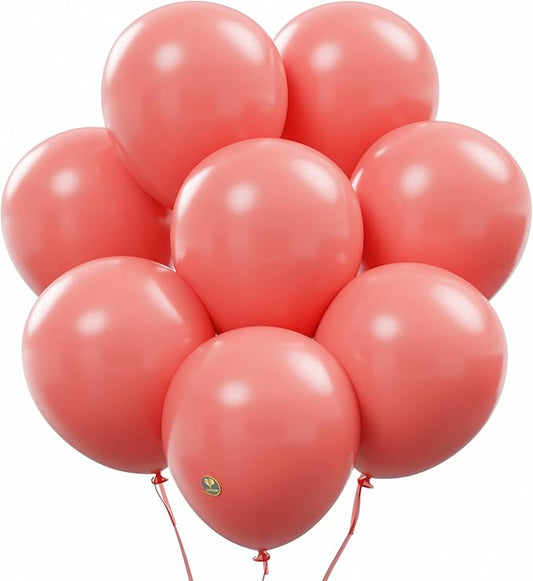 AFTERLOON® Biodegradable Balloons Coral Pink 12 Inch 100 Pack, Matte Color Thickened Extra Strong Latex Helium Float, for Baby Shower Gender Reveal Wedding Birthday Party Decorations
