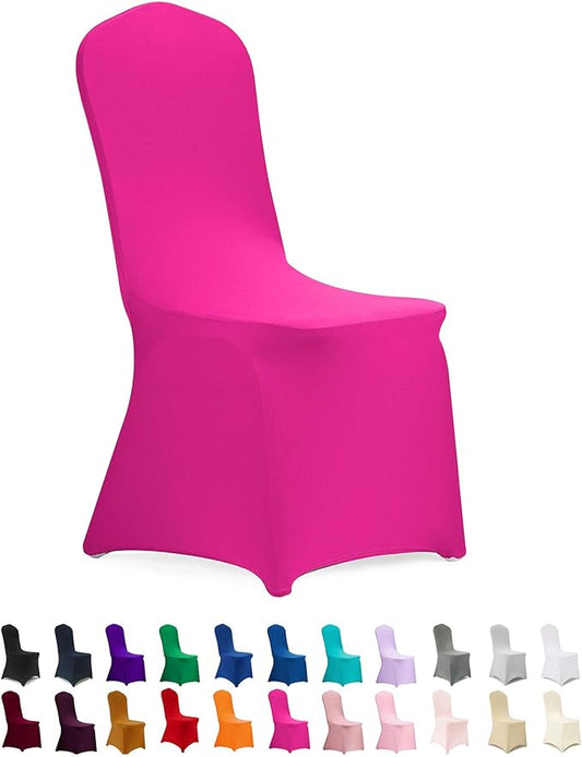 Peomeise Stretch Spandex Chair Cover for Wedding Party Dining Banquet Event (Fuchsia, 6)
