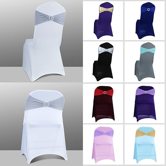 Spandex Chair Sashes Bows - Babenest 30PCS Premium Stretch Chair Cover Band with Buckle Slider Universal Elastic Chair Ties for Wedding Party Ceremony Reception Banquet Decoration (Grey)