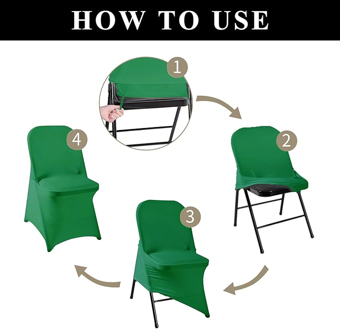 magalo 20 Pack Emerald Spandex Folding Waterproof Chair Cover, Stretch Chair Cover Protector for Wedding, Party, Dining Banquet and Other Special Events