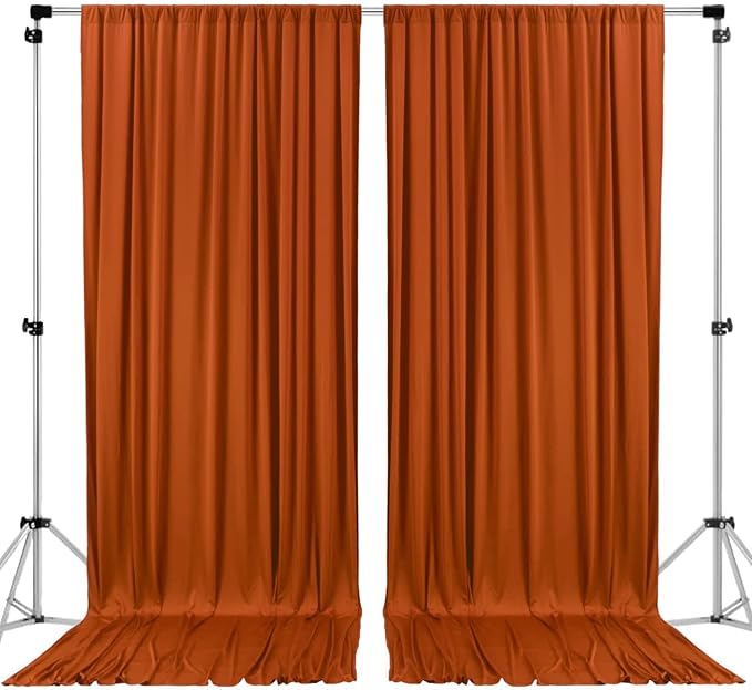 AK TRADING CO. 10 feet x 8 feet IFR Polyester Backdrop Drapes Curtains Panels with Rod Pockets - Wedding Ceremony Party Home Window Decorations - Rust