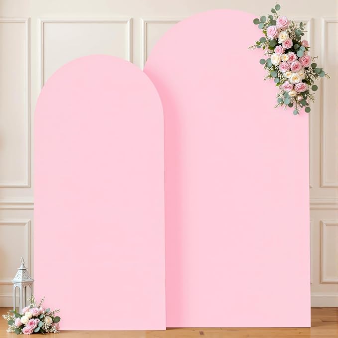 Pink Photo Arch Backdrop Cover Set of 2 for Baby Shower Party 7.2ft and 6ft Arch Covers Stretchy Backdrop Spandex Arch Stand Covers for Girls Birthday Wedding Bridal Shower Background Decorations