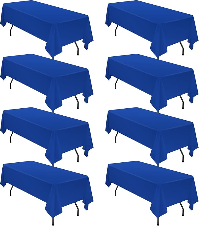 fani 8 Pack 60 x 102 Inch Tablecloth, Royal Blue Tablecloth for 6 Feet Rectangle Tables, Stain and Wrinkle Resistant Washable Fabric Table Cloth for Wedding Party Dining Table Buffet Parties Camping