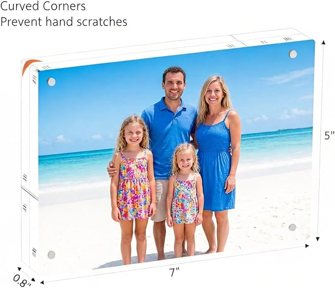 Mini Picture Frame 5x7 inch Clear Acrylic Magnetic Photo Business Card Frame 20mm Thick Double Sided Wallet Size Desktop Display Frames for Office Home Decor Photos Cards (5"x 7", 1pcs)