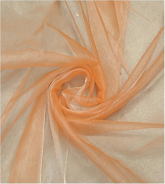MDS Pack of 75 Yard Sheer Organza Fabric for Wedding Party Home Event Banquet Decorations, Backdrop Curtain Craft Dress Sewing Fashion DIY Crystal Organza Tulle Fabric Bolt 44” Wide - Peach