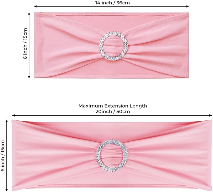 Babenest Spandex Chair Sashes Bows 50PCS Premium Stretch Chair Cover Band with Buckle Slider Universal Elastic Chair Ties for Wedding Party Ceremony Reception Banquet Decoration (Dusty Pink)