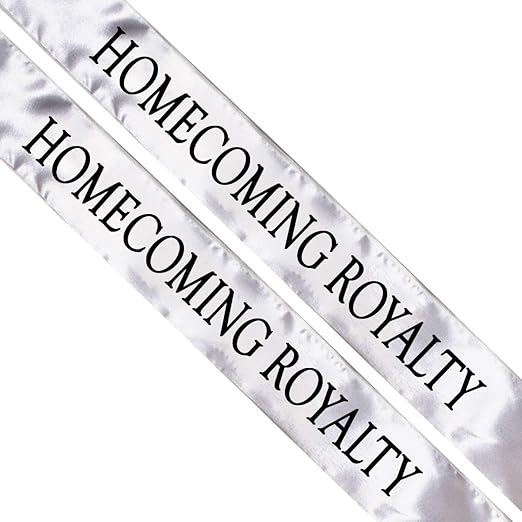 Anderson's Silver Satin Homecoming Royalty Sash Set, Elegant 3" x 72" Sashes with Black Imprint for Homecoming Night Coronation and School Events, 2‑Piece Set